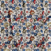 White & Blue Kalamkari Digital Printed Fabric For Dress